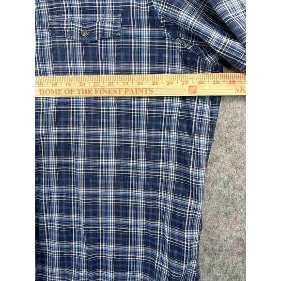 APT 9 Men's Sz 3XLT Tall Button Shirt Short Sleeve Plaid Blue 100% Cotton - Picture 6 of 6